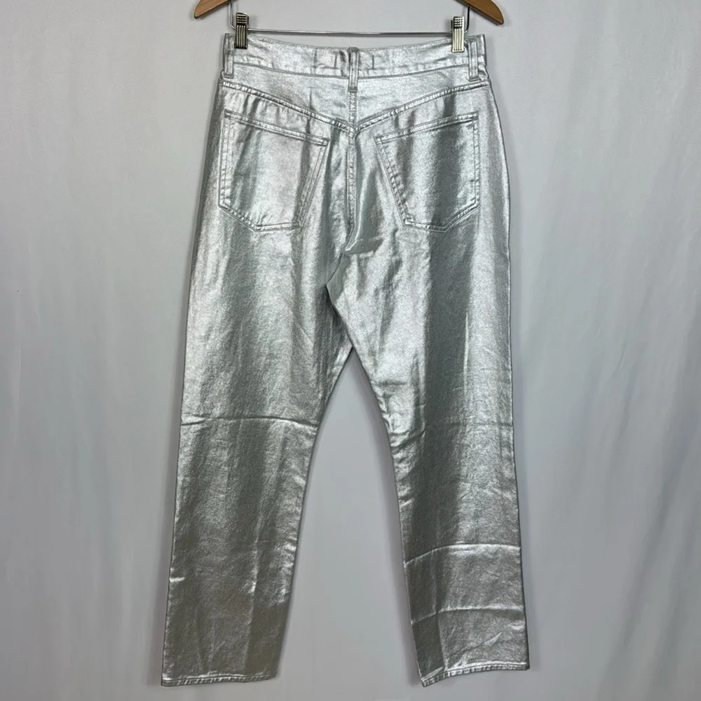 Madewell 90s Straight Jeans Size 29 Silver Metallic Women’s High Rise‎